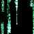 A 2x2 contact sheet of a Matrix-themed animated icon featuring two distinct character faces with green digital rain overlay, displayed as four sequential frames on a gray background.