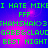 Static digital image with green pixelated text on a purple-pink gradient background, displaying repeated phrases and symbols.