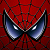 Pixelated red and blue Spider-Man mask icon with white eyes on a red web-patterned background.