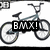 A pixelated bicycle icon with 'BMX!' text overlay, showing animation changes across frames.