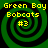Green and black spiral pattern with yellow text reading "Green Bay Bobcats #3" in four identical quadrants.