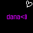 Pixelated white heart symbol above two identical purple text strings on black background.