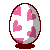 Pixelated egg-shaped icon with pink heart patterns on white background, displayed in a 3x2 contact sheet of animated frames.