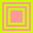 Four square with alternating pink and green concentric borders on a bright yellow background
