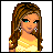 Pixelated image of a woman with long brown hair wearing a yellow top and earrings, next to the name Gianna on blue background.