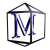 Animated sequence of a blue 'M' inside a black wireframe cube with white background, showing rotation and perspective shifts.