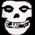 A 50x50 pixel animated buddy icon featuring a white skull on the left and a silver pentagram with red symbol inside on the right, displayed as a contact sheet of two frames.