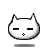 Pixelated white cat head with black outline, six distinct expressions including closed eyes, wide eyes, and mouth shapes, on gray background.
