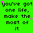 Green background with repeated black text 'you've got one life, make the most of it' and scattered pink stars.