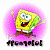 A 50x50 pixel animated buddy icon featuring Spongebob Squarepants in a running pose with a pink circular background and text "sbc-9000" at the bottom, alongside a green "Original Icons .com" logo on dark green.