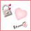A static image shows a gray padlock with red accents, a pink heart, and a gray key with a pink tip against a white background.