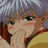 Pixelated anime-style character with silver hair and red cheeks, wearing a yellow and red outfit, hand covering mouth in a surprised expression.