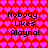 Pixelated text repeats 'Nobody Likes Alayna!' over a red and pink heart-patterned background with no visible animation changes.