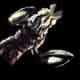 Animated sequence showing a character in dynamic pose against starry background with two distinct motion states.