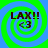 Four identical display 'LAX!!' text above a heart symbol on green and blue spiral backgrounds