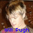 Pixelated image of a person with light skin and brown hair, wearing a pink garment, with blue text reading 'will Pugh' at the bottom.