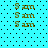 Pixelated text 'Sam' repeated in four vertical on a cyan background with black dots, each showing slight variations across frames