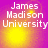 Four identical display 'James Madison University' text over a gradient background with yellow light effects