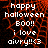Pixelated text on a red and black background reads 'happy halloween BOO!! i love aivry!!<3' with a static layout.