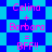 Pixelated text reads "Celina + Barbora = BFF!!" on a blue and cyan checkered background with diamond-shaped patterns.