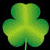 Green four-leaf clover with gradient shading on black background, accompanied by green text reading 'Irish' and 'Luck'.