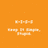 Pixelated orange background with white and light orange pixel clusters forming abstract shapes and partial text fragments.