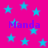 A static image with a bright pink background covered in scattered light blue stars and repeated purple text reading "Manda".
