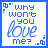 Two side-by-side pixel art frames of a buddy icon with blue text and animated 'love' script, each framed by small square decorations.