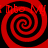 Four red and black spiral patterns arranged in a with red text repeating "Pho Ny!" across the top and bottom sections