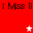 Red background with repeated 'I Miss U' text and three stars in white, pink, and light pink.