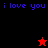 Blue text 'i love you' appears on black and red backgrounds with red and black star icons.