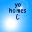 Blue background with white light flares and dark text reading 'yo homes :(' in pixelated font.