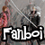 Six display a character with brown hair in various poses and backgrounds, each labeled "Fanboi" in bold white text with black outline