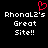 Static pixel art displays 'RhonaL2's Great Site!!' text with a red heart symbol above the name on black background.