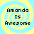 Four identical pixelated arranged in a , each displaying "Amanda Is Awesome" text over yellow and light blue spiral backgrounds