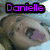 Pixelated image with four distinct sections: top-left shows a person's face labeled 'Danielle', top-right has pink text 'Crazy!' and 'Piening' on black background, bottom-left displays blue text on green background reading 'Did someone order a Blonde moment?', bottom-right is solid gray.