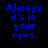Blue pixelated text on black background with partial gray area, displaying three phrases in a