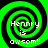 Four identical green and black spiral patterns with white text reading 'Henny is awsom!!' arranged in a