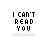 pixelated icons displaying "I CAN'T READ YOU" text above an open book graphic, with color variations