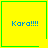 Yellow square with green border displaying blue text 'Kora!!!!' and a small green heart or star symbol in the bottom-right corner.