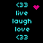 <33 live laugh love text with pink heart and dot animations on black background.
