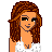 Pixel art of a woman with long brown hair wearing a white crop top and blue dress, next to text reading "flirtz with boyz".