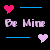 Pixelated heart icons and 'Be Mine' text in pink and blue hues on black background, with alternating heart colors and text styles across four positions.