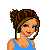 Pixel art buddy icon featuring a woman in blue duck-patterned pajamas and a person's torso with matching pants, alongside text reading "Chicks Rule!" on white background.