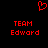 Red pixelated heart symbol above two identical red text blocks reading TEAM Edward on black background.