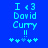 Blue background with cyan pixelated text reading "I <3 David Curry !!" and a of five star-like symbols below