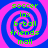 Four identical display a blue and pink spiral background with green text reading 'soccer', 'jax', 'b-ball', 'friends', 'mall' in a vertical stack