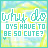 identical pixelated icons featuring the text 'why do boys have to be so cute?' over a pastel green and yellow background with small heart shapes