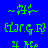 Green pixelated text on blue background with two distinct animation states showing a glowing effect on the lower-left text block.