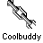 Four pixelated chain-link frames arranged in a 2x2 contact sheet with "Coolbuddy" text below each frame, showing sequential animation of the chain's rotation and link alignment.